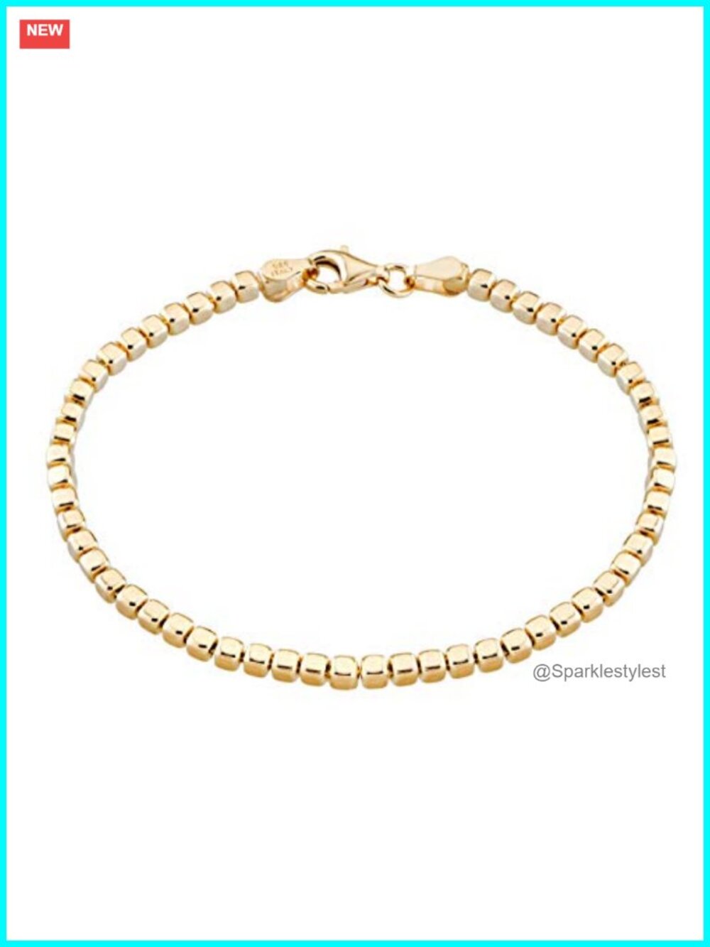 Italian 925 Sterling Silver Bead Chain Bracelet Lobster Clasp Gift Box